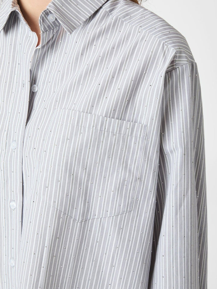 Dalma Stripe Stone Shirt Light Grey | Skjorter og bluser | Smuk - Dameklær på nett