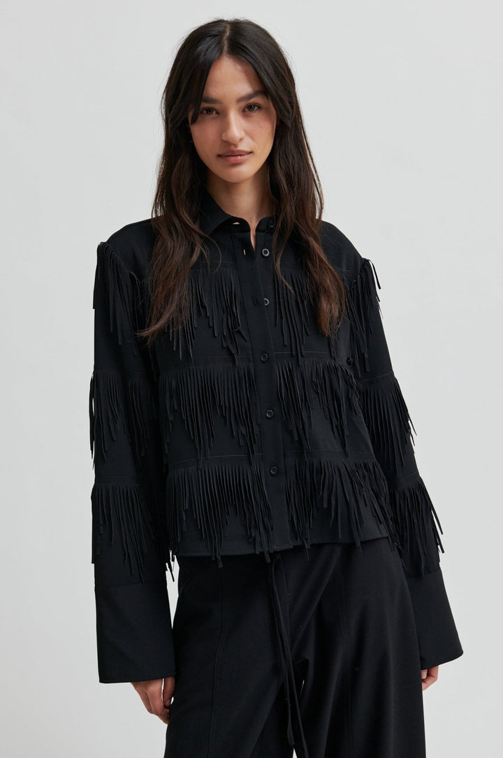 Dancing Cropped Shirt Black | Skjorter og bluser | Smuk - Dameklær på nett
