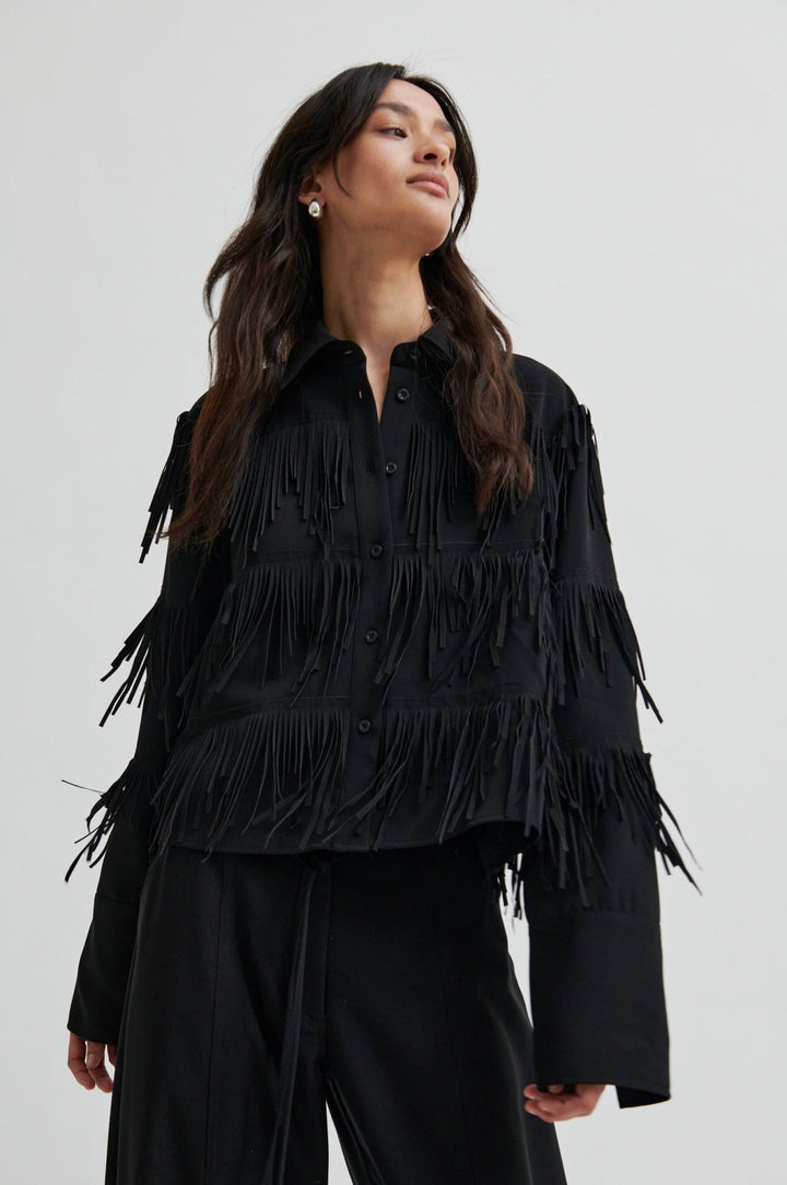 Dancing Cropped Shirt Black | Skjorter og bluser | Smuk - Dameklær på nett