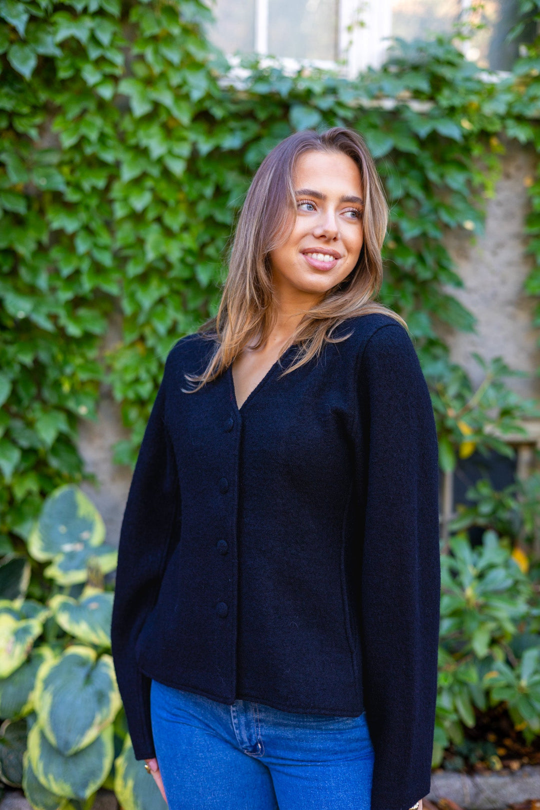 Darla Ls Knit Button Cardigan Black | Genser | Smuk - Dameklær på nett