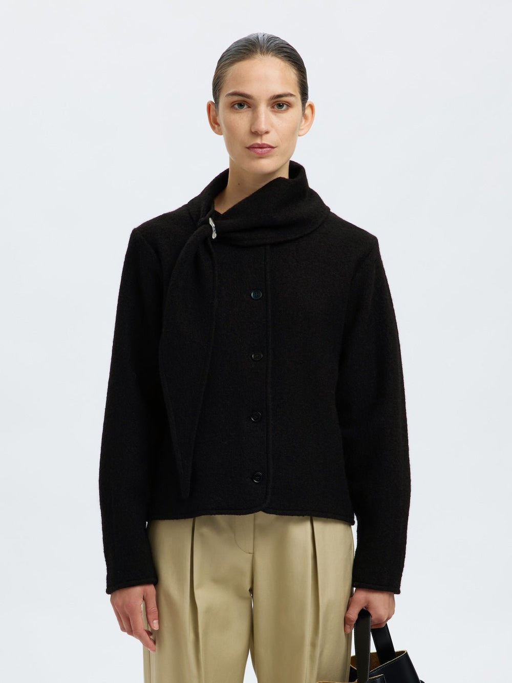 Darla Ls Knit Jacket Black | Yttertøy | Smuk - Dameklær på nett