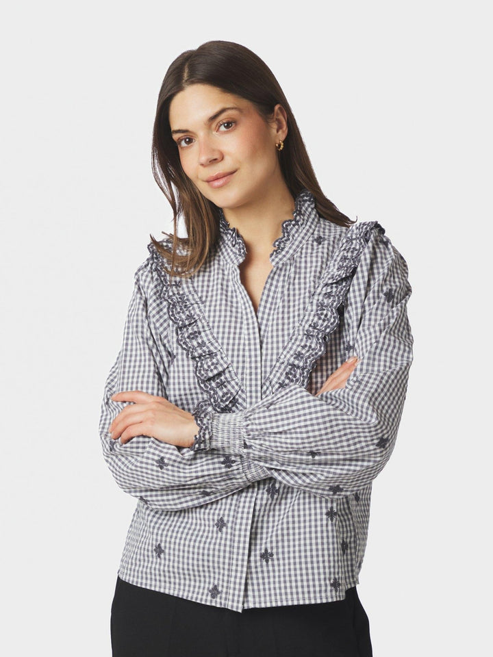 Degas Check Blouse Grey | Skjorter og bluser | Smuk