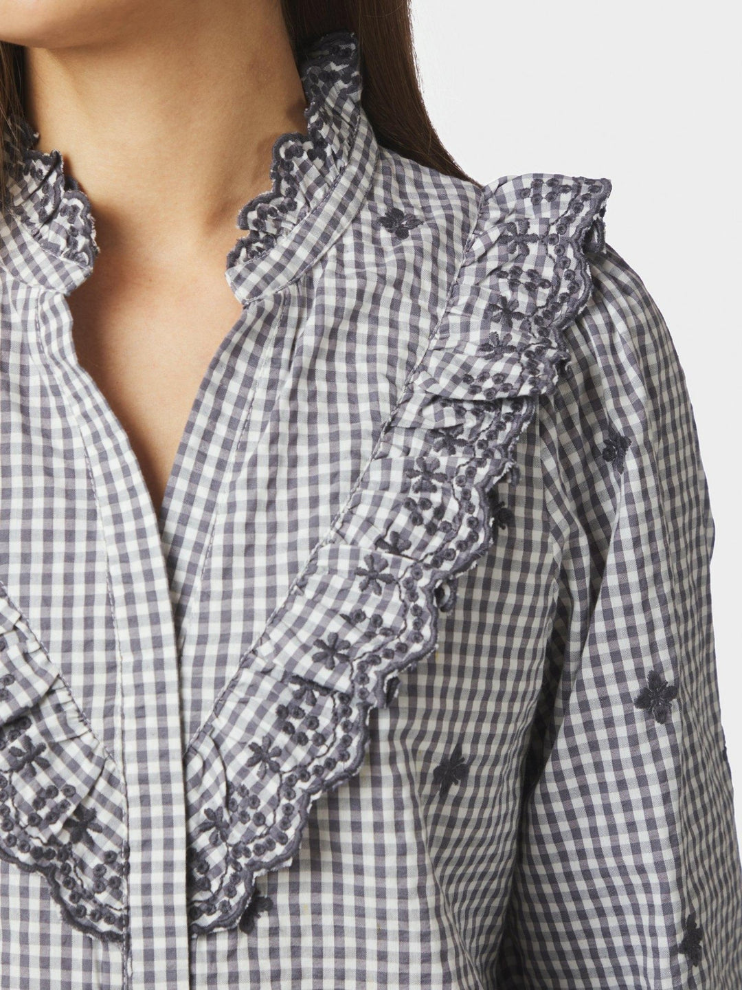 Degas Check Blouse Grey | Skjorter og bluser | Smuk