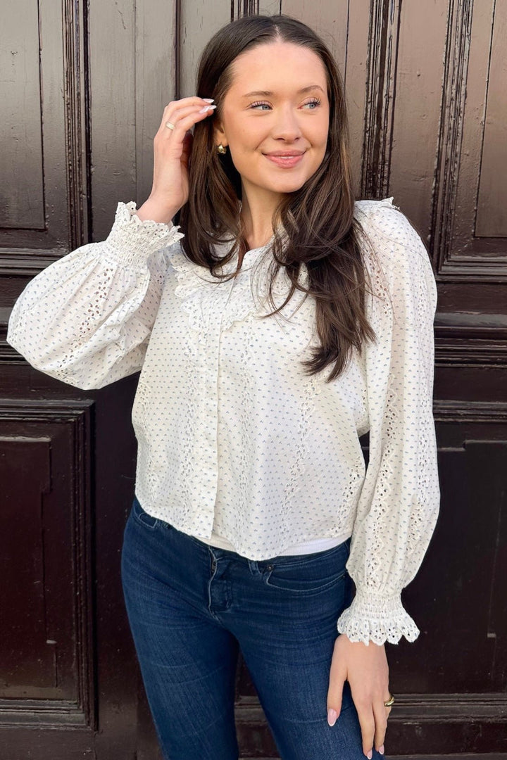 Degas Embroidery Blouse Off White | Skjorter og bluser | Smuk - Dameklær på nett