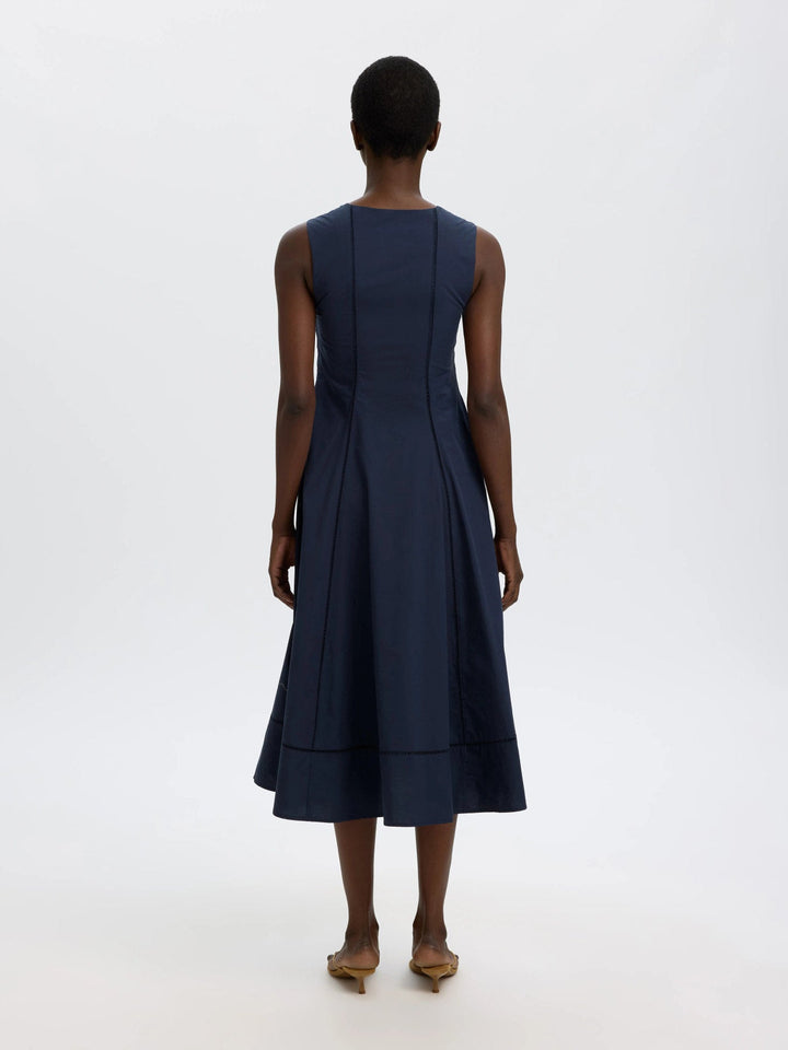 Delia Reg Sl Midi Ladder Stitch Dress Dark Sapphire | Kjoler | Smuk