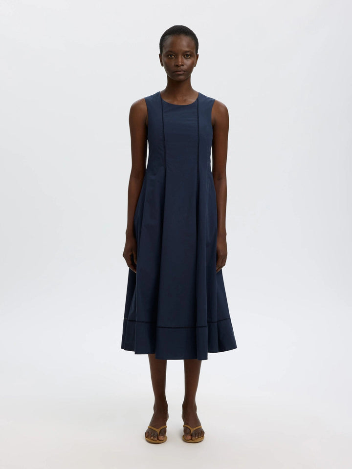 Delia Reg Sl Midi Ladder Stitch Dress Dark Sapphire | Kjoler | Smuk