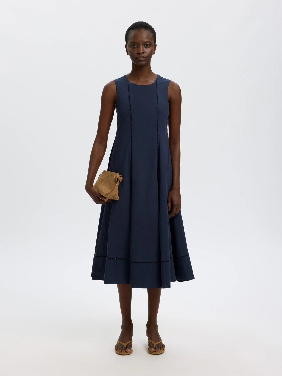 Delia Reg Sl Midi Ladder Stitch Dress Dark Sapphire | Kjoler | Smuk