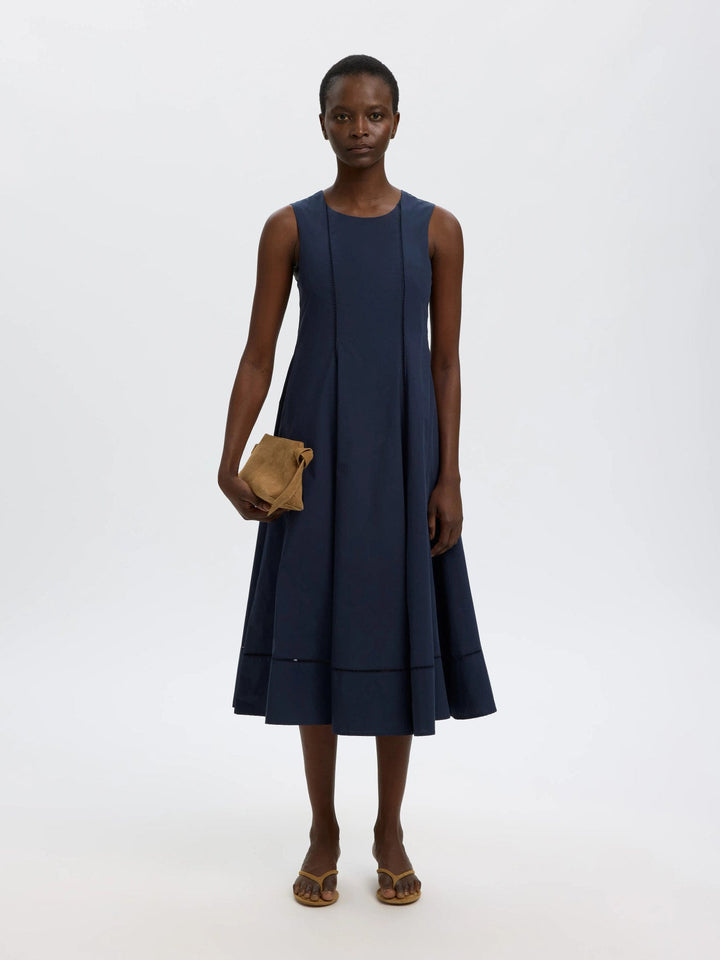 Delia Reg Sl Midi Ladder Stitch Dress Dark Sapphire | Kjoler | Smuk
