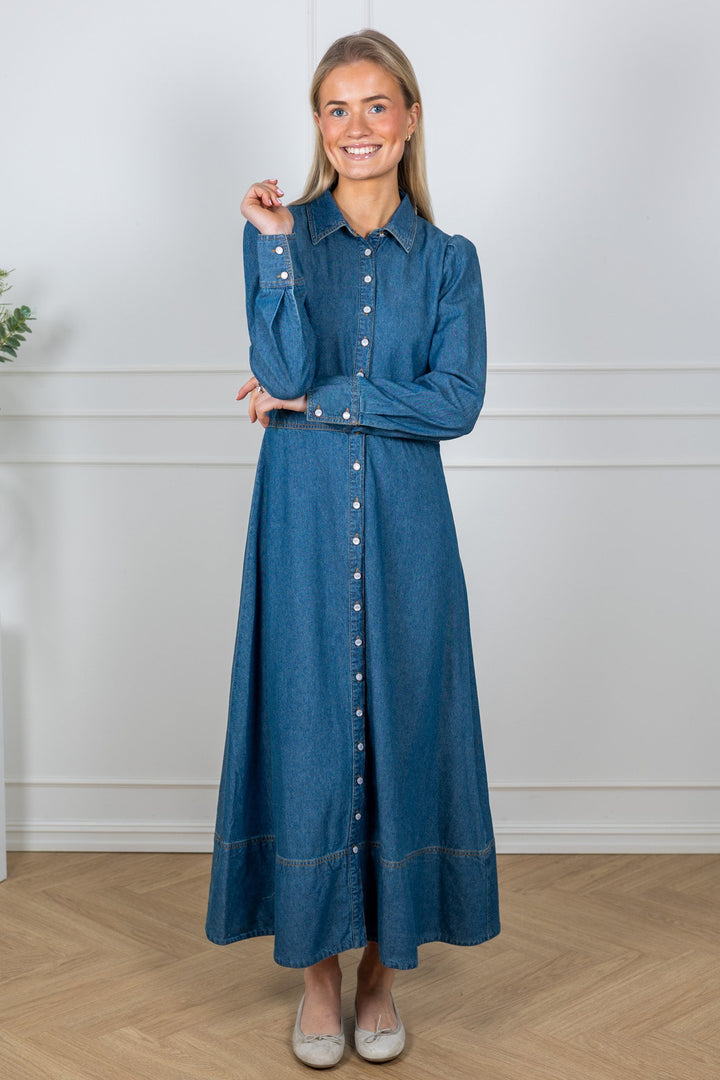 Denim Button - Down Dress French Blue | Kjoler | Smuk