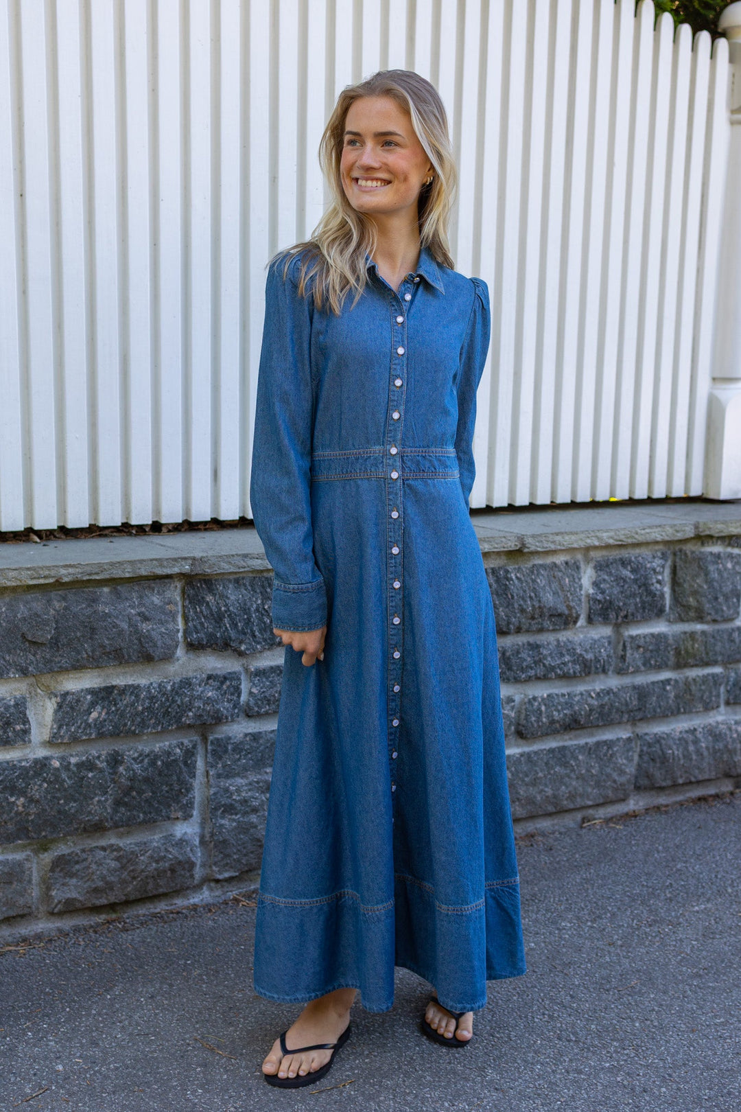 Denim Button-Down Dress French Blue | Kjoler | Smuk