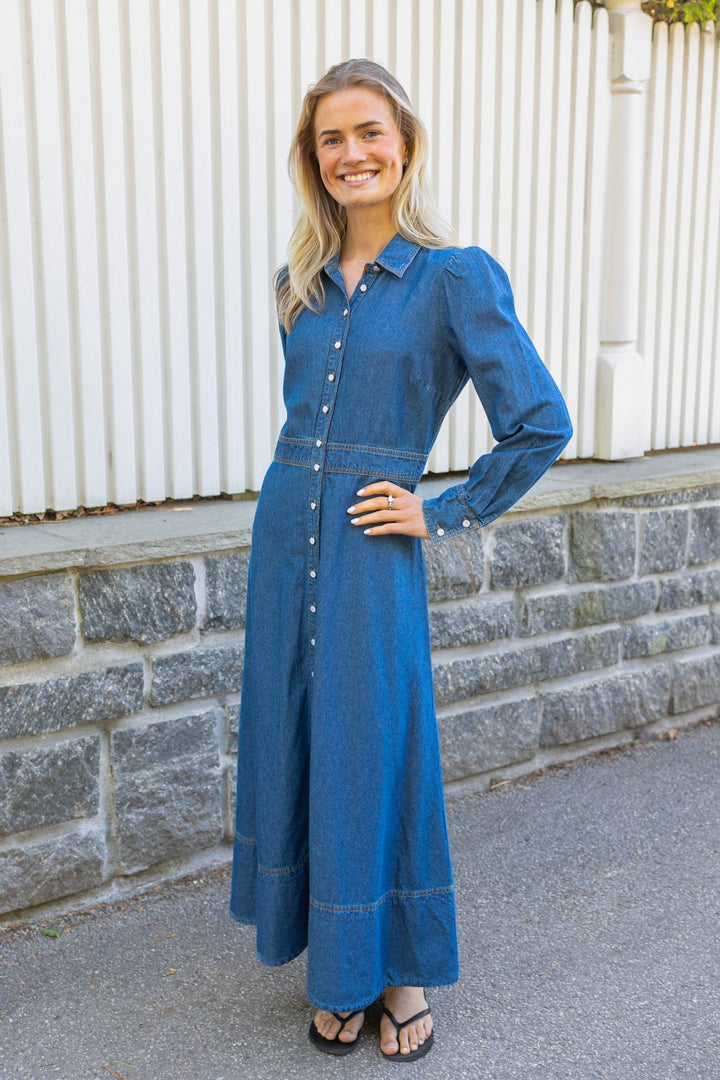 Denim Button-Down Dress French Blue | Kjoler | Smuk