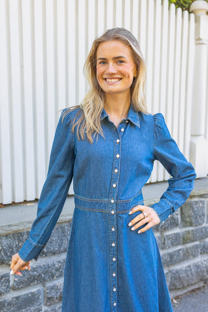 Denim Button-Down Dress French Blue | Kjoler | Smuk