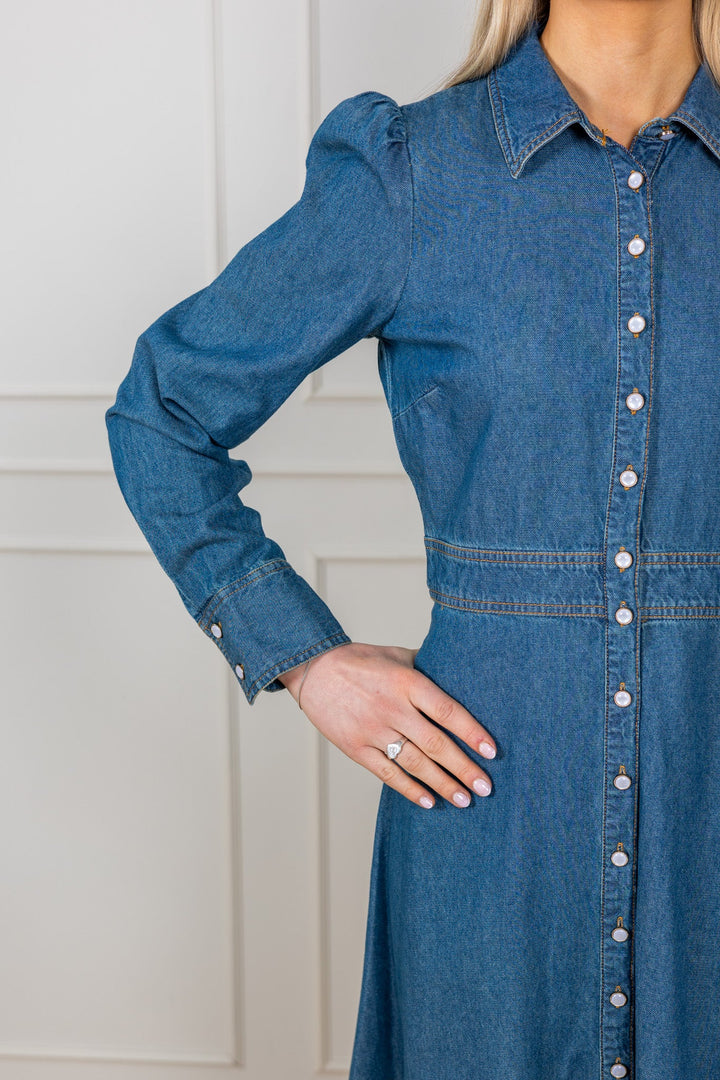 Denim Button - Down Dress French Blue | Kjoler | Smuk