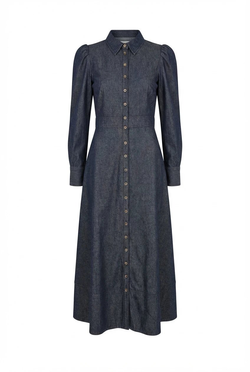 Denim Button - Down Dress French Blue | Kjoler | Smuk