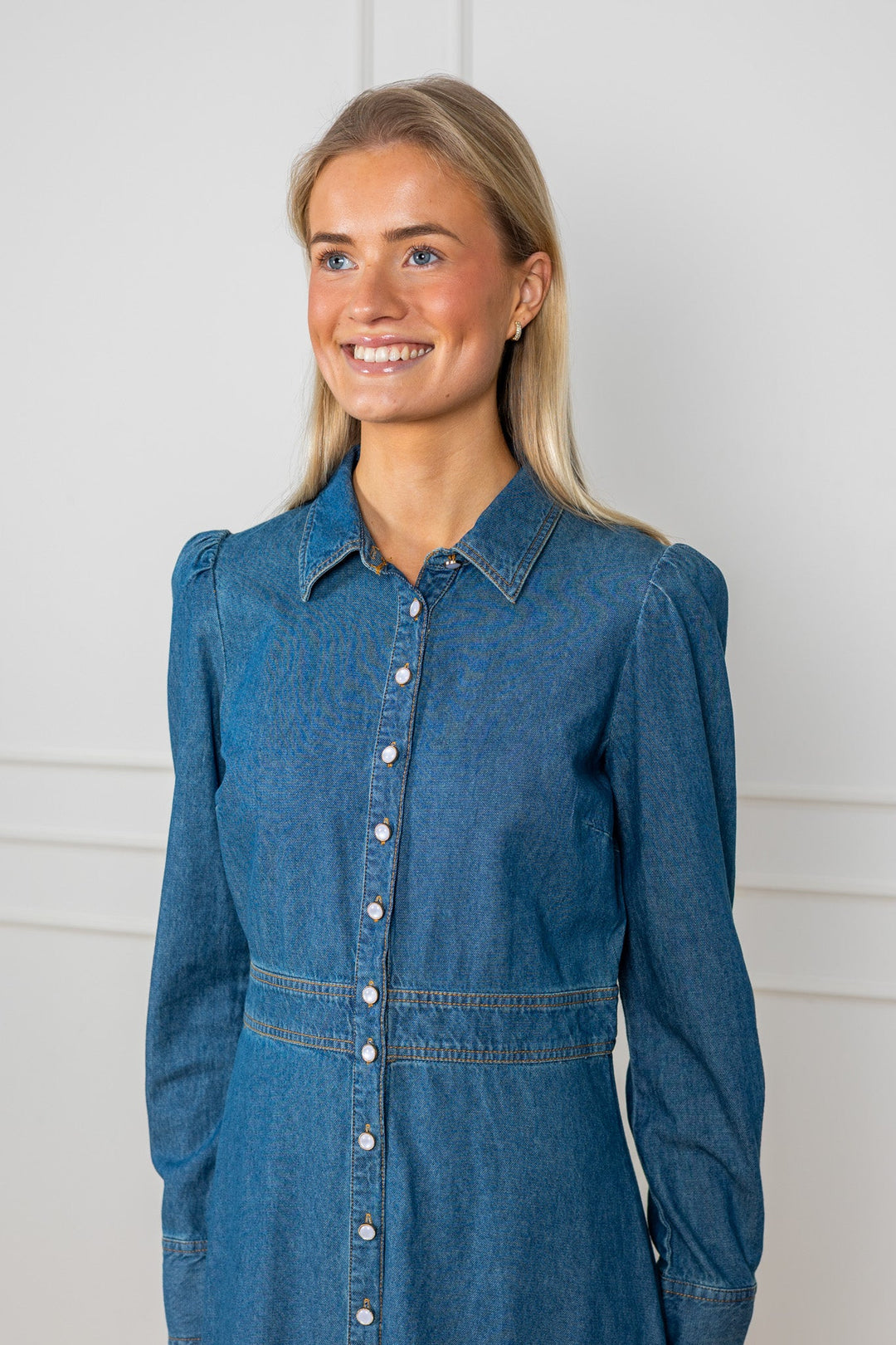 Denim Button - Down Dress French Blue | Kjoler | Smuk