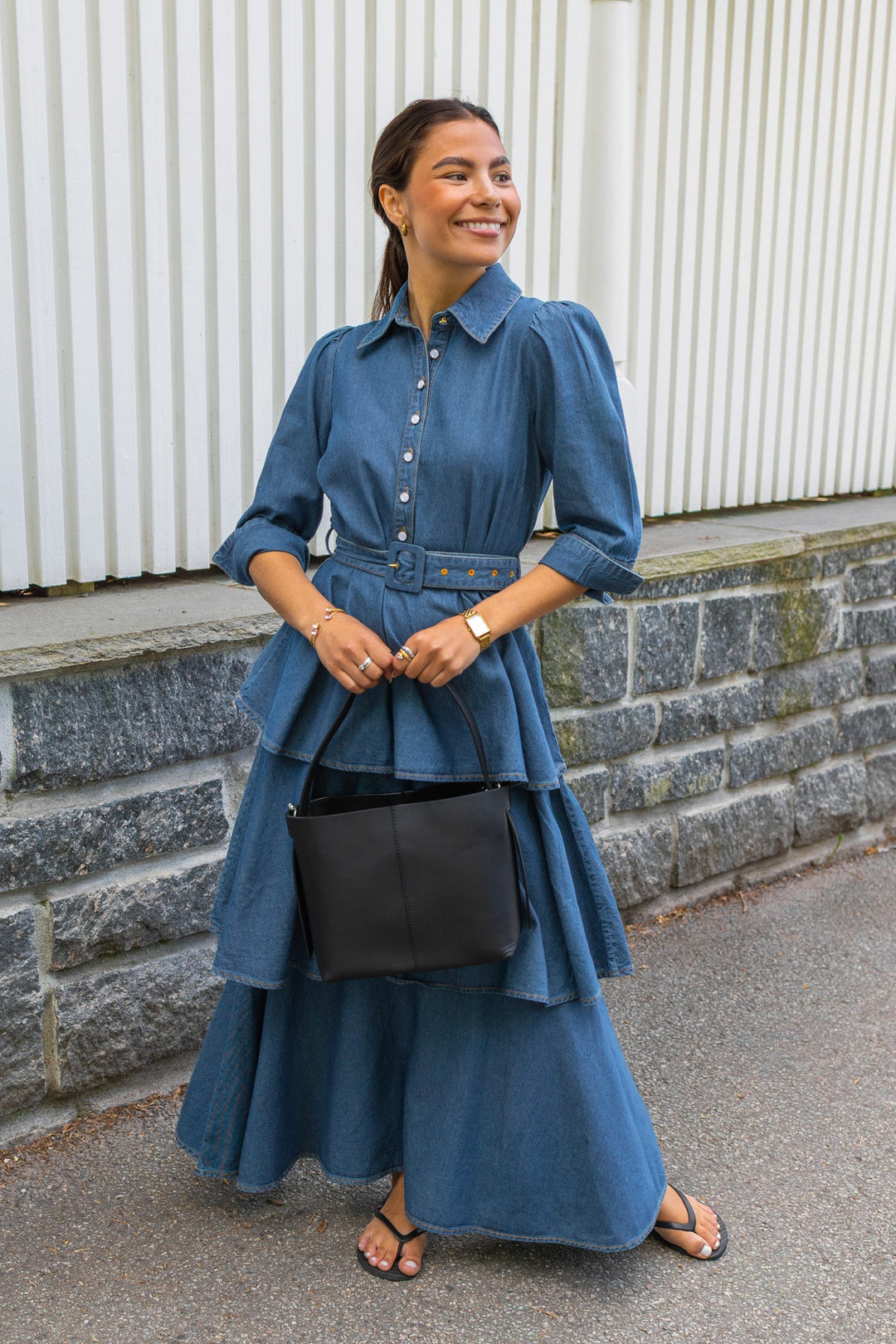Denim Flounce Dress French Blue | Kjoler | Smuk