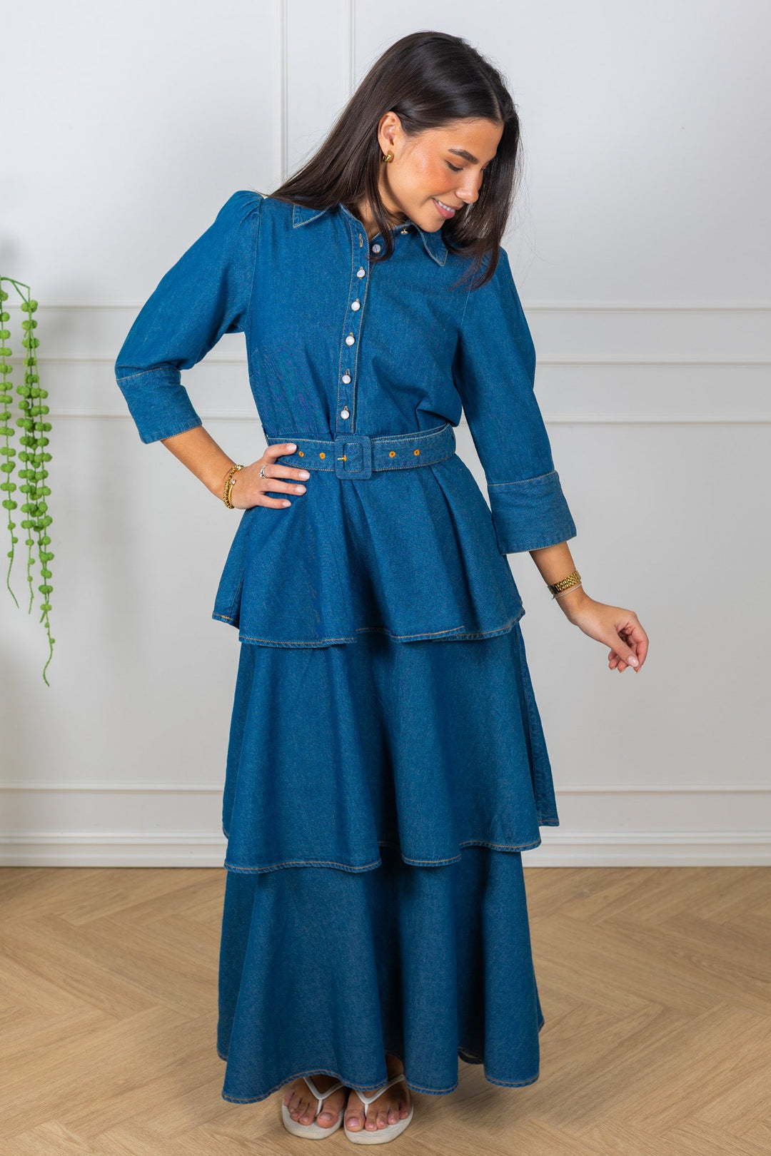 Denim Flounce Dress French Blue | Kjoler | Smuk