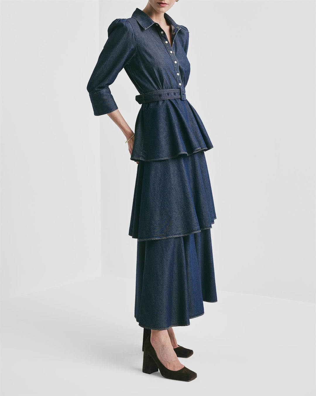 Denim Flounce Dress French Blue | Kjoler | Smuk