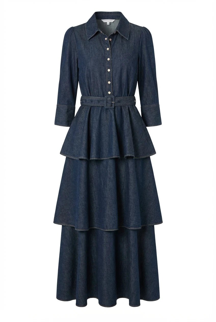 Denim Flounce Dress French Blue | Kjoler | Smuk