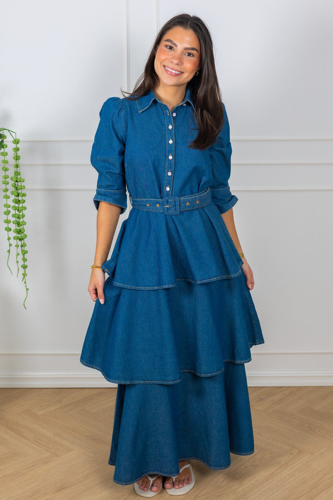 Denim Flounce Dress French Blue | Kjoler | Smuk