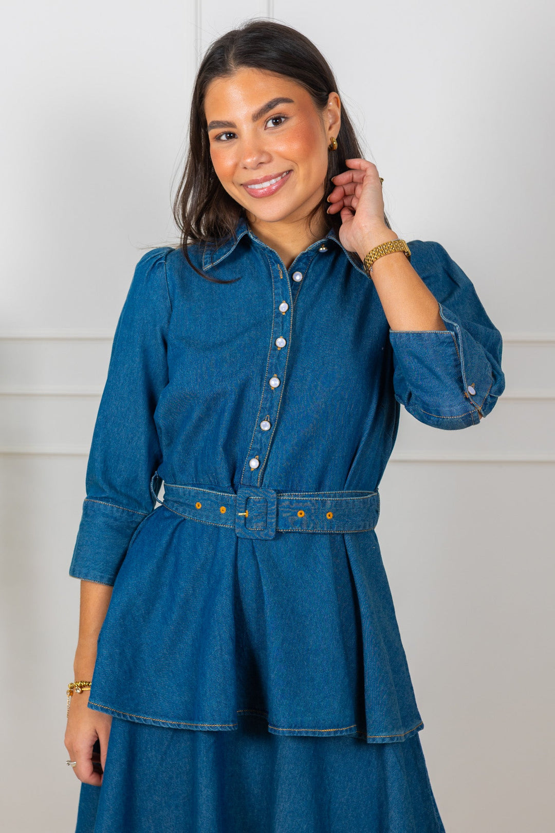 Denim Flounce Dress French Blue | Kjoler | Smuk