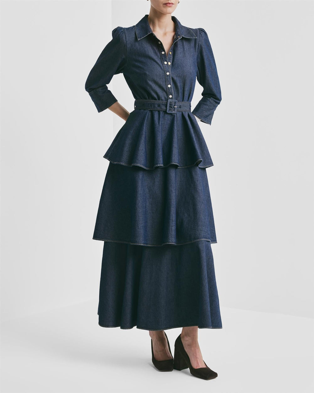 Denim Flounce Dress French Blue | Kjoler | Smuk