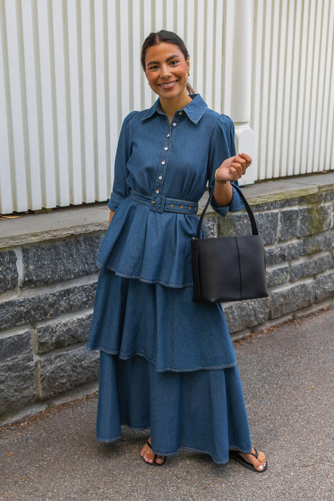 Denim Flounce Dress French Blue | Kjoler | Smuk
