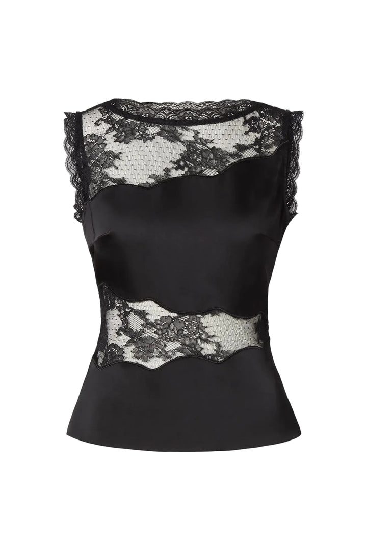Desire Lace Trimmed Cut Out Top Black | Skjorter og bluser | Smuk