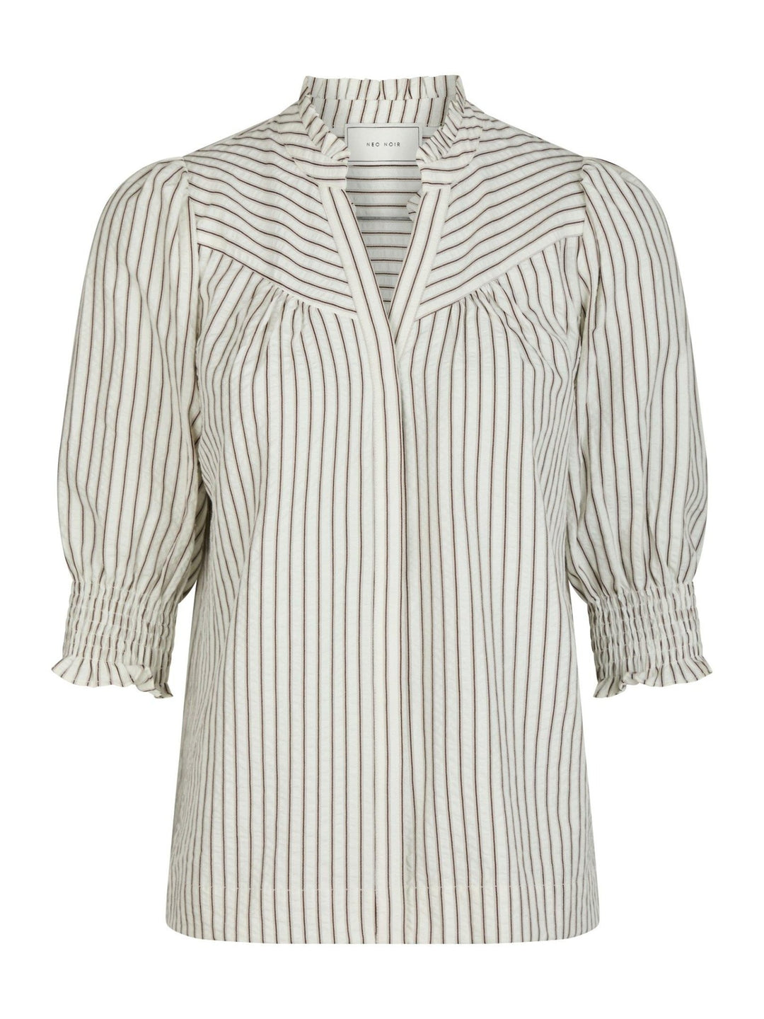 Diana Crepe Stripe Blouse Brown | Skjorter og bluser | Smuk - Dameklær på nett