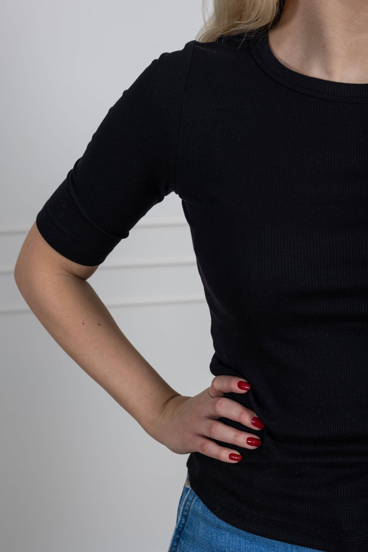 Dianna 2/4 O - Neck Top Black | Topper | Smuk - Dameklær på nett