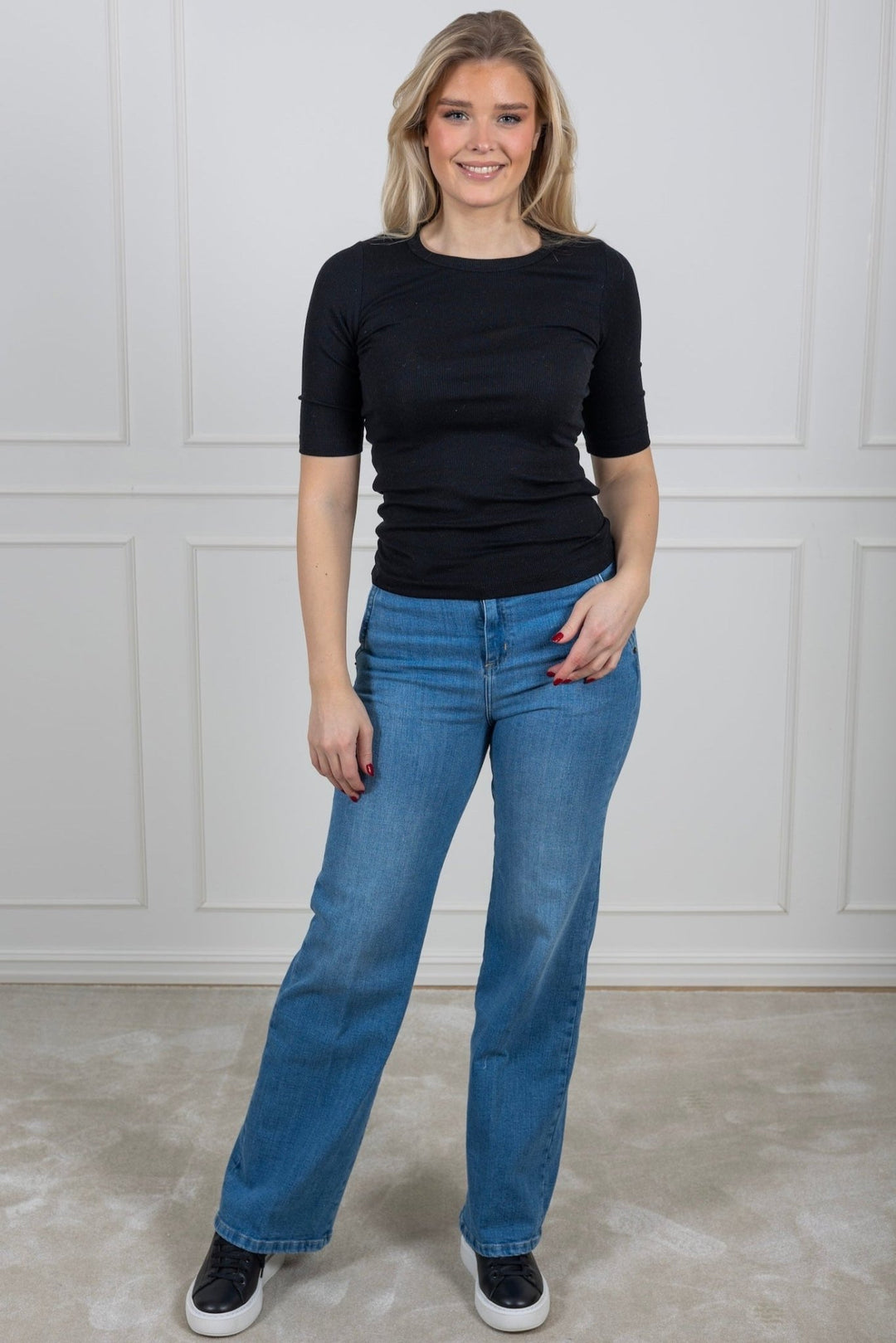 Dianna 2/4 O - Neck Top Black | Topper | Smuk - Dameklær på nett