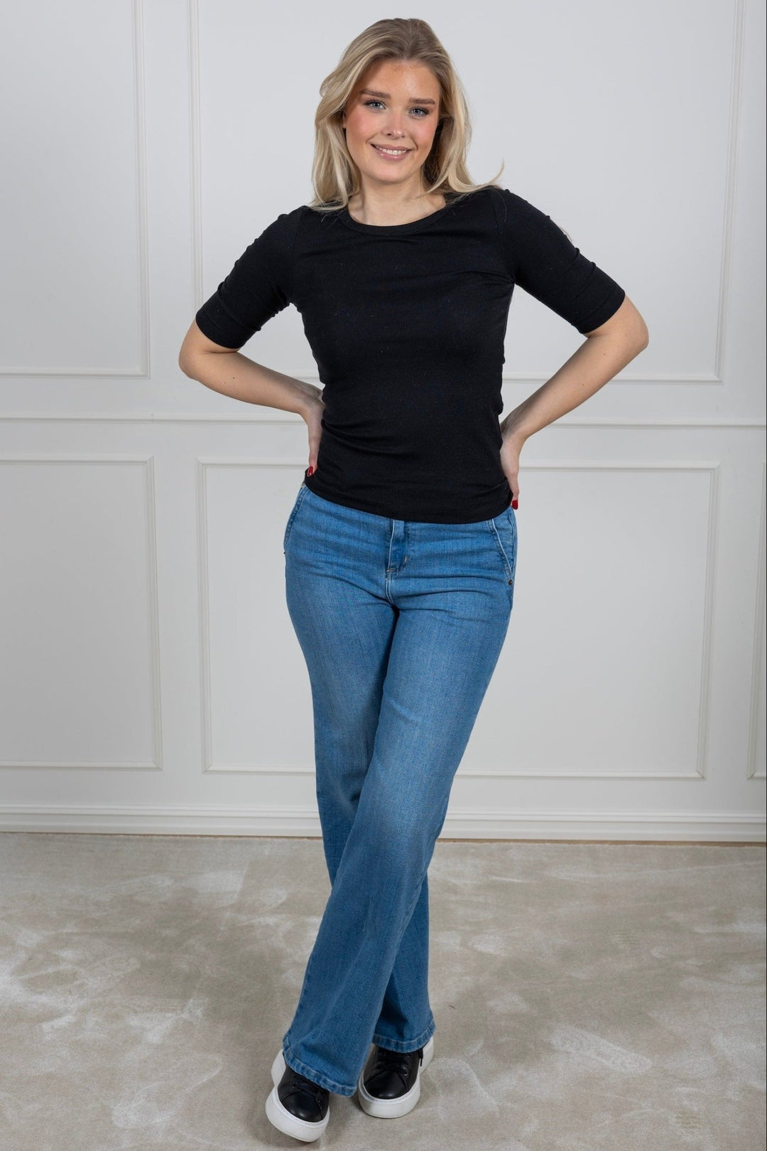 Dianna 2/4 O - Neck Top Black | Topper | Smuk - Dameklær på nett