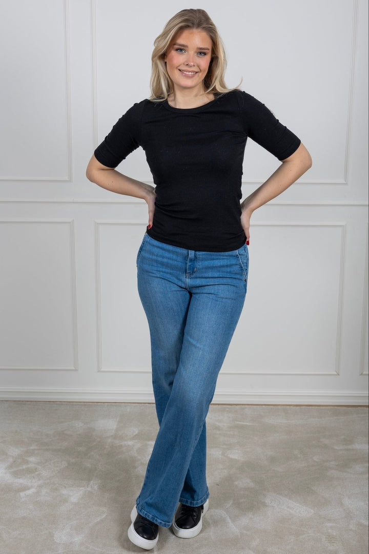 Dianna 2/4 O - Neck Top Black | Topper | Smuk - Dameklær på nett