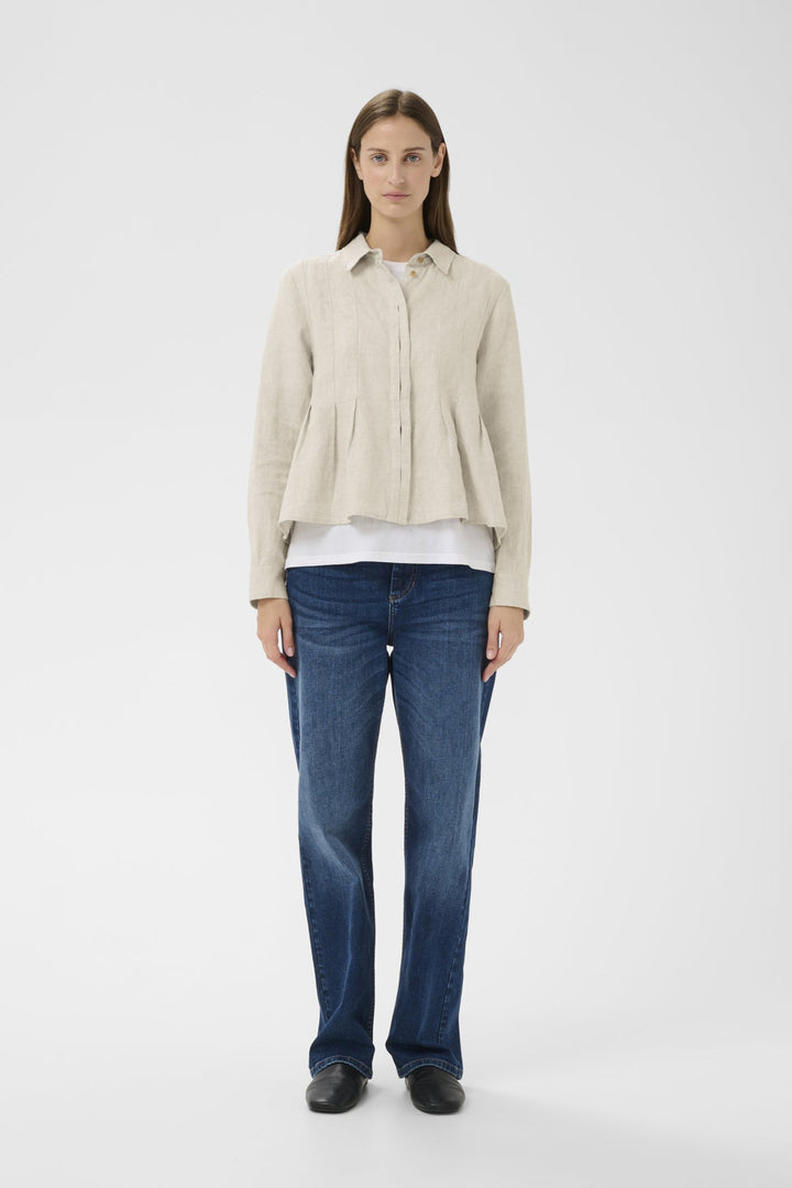 Dilanaiw Pleated Shirt Ecru Melange | Skjorter og bluser | Smuk
