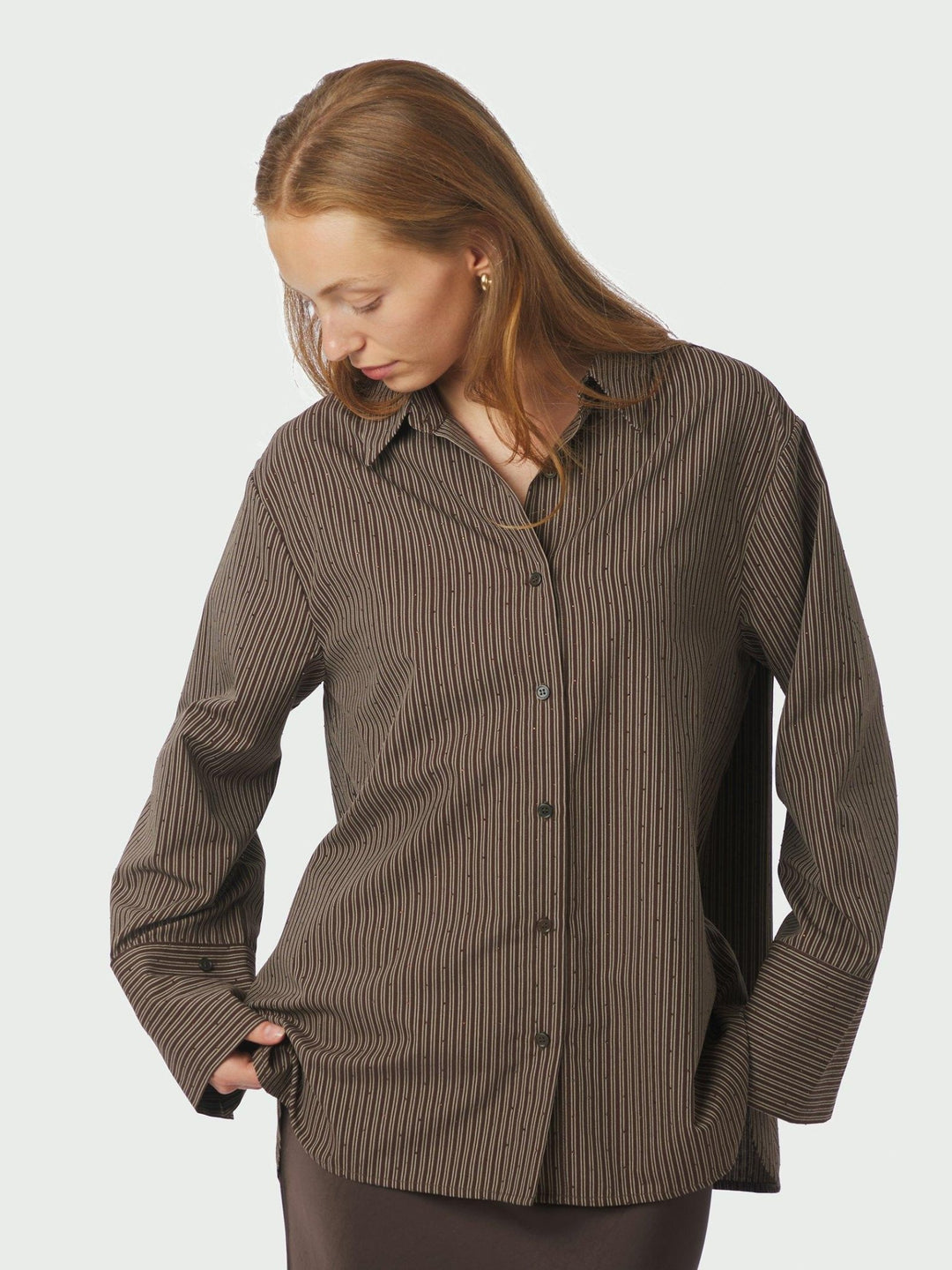 Dita Striped Line Shirt Dark Brown | Skjorter og bluser | Smuk