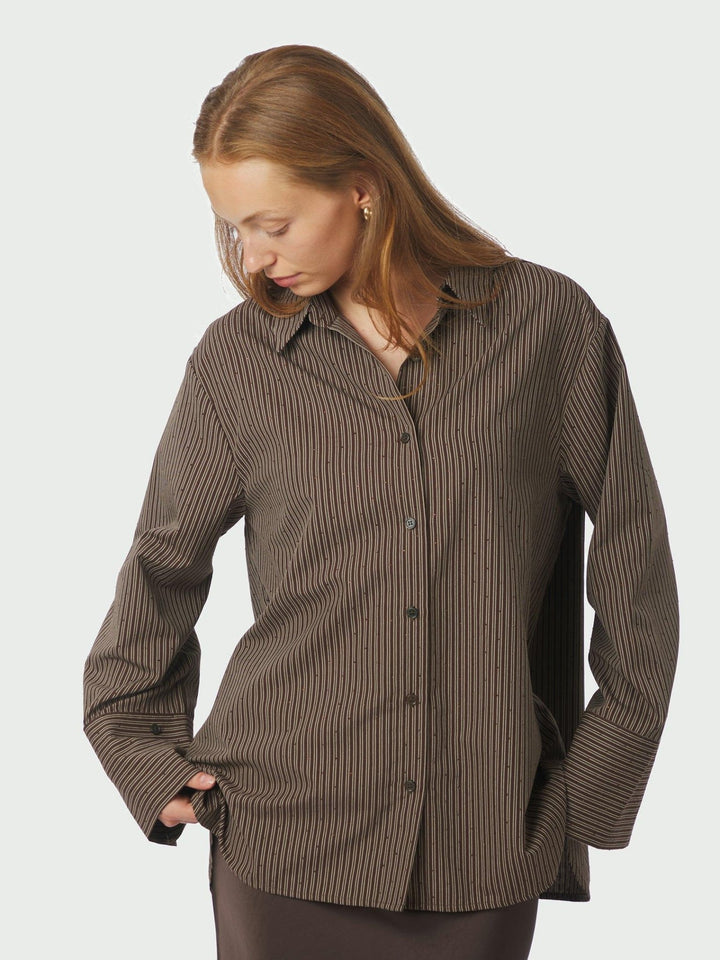 Dita Striped Line Shirt Dark Brown | Skjorter og bluser | Smuk