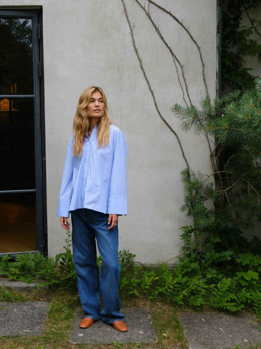 Dita Twin Stripe Shirt Light Blue | Skjorter og bluser | Smuk - Dameklær på nett