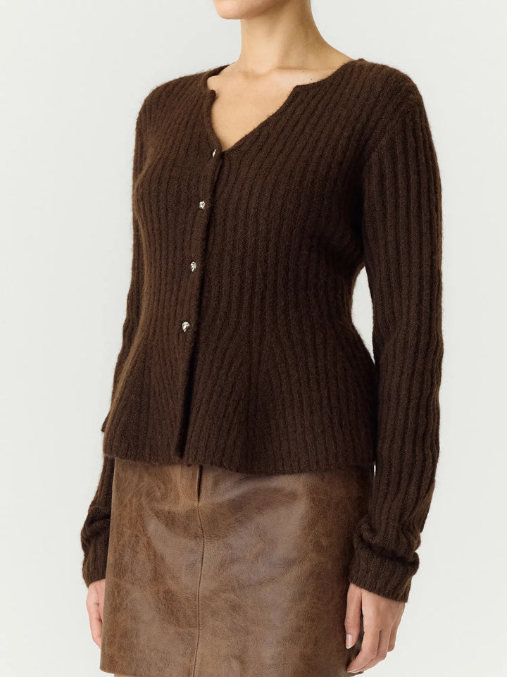 Dolly Ls Knit Cardigan Coffee Bean | Genser | Smuk