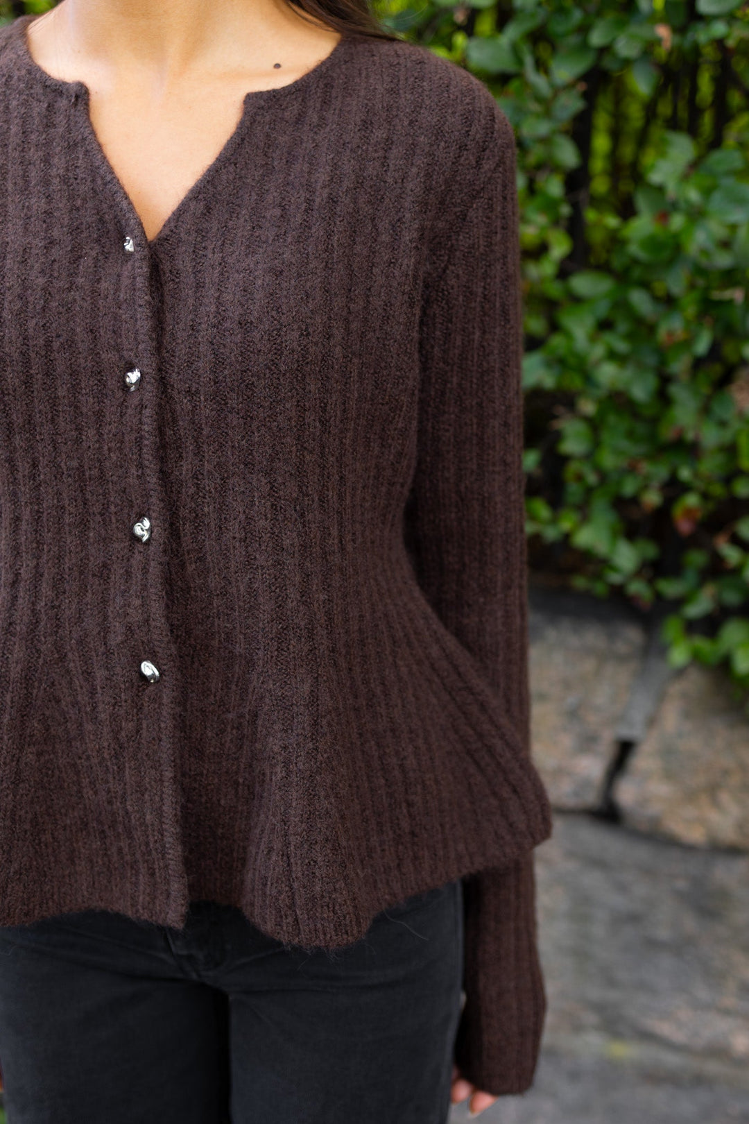 Dolly Ls Knit Cardigan Coffee Bean | Genser | Smuk