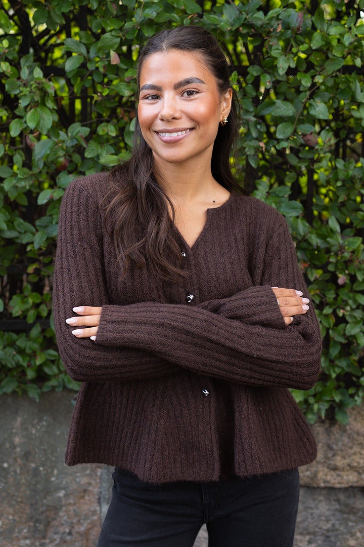 Dolly Ls Knit Cardigan Coffee Bean | Genser | Smuk