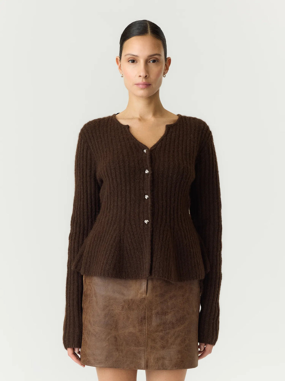 Dolly Ls Knit Cardigan Coffee Bean | Genser | Smuk