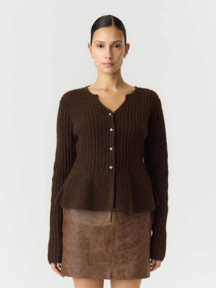 Dolly Ls Knit Cardigan Coffee Bean | Genser | Smuk
