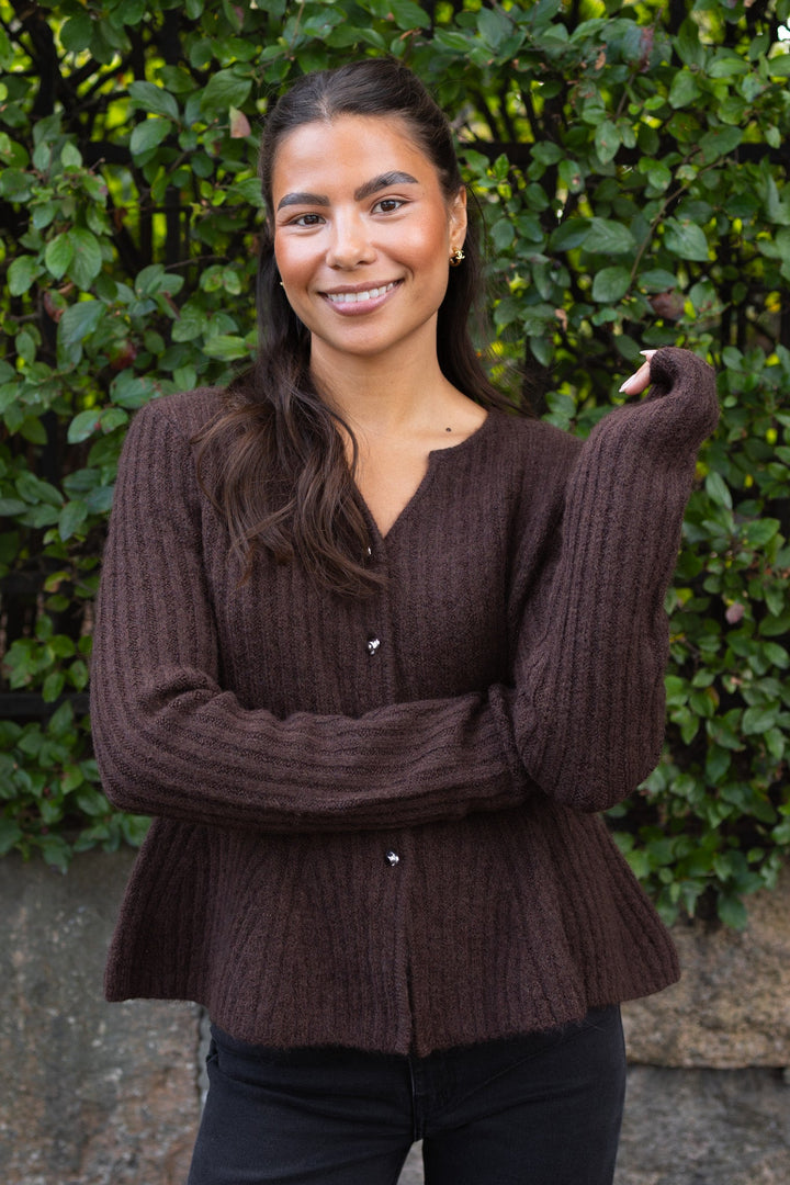 Dolly Ls Knit Cardigan Coffee Bean | Genser | Smuk