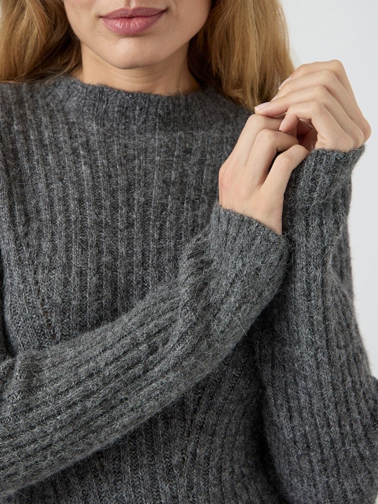 Dolly Ls Knit Dress Medium Grey Melange | Kjoler | Smuk - Dameklær på nett