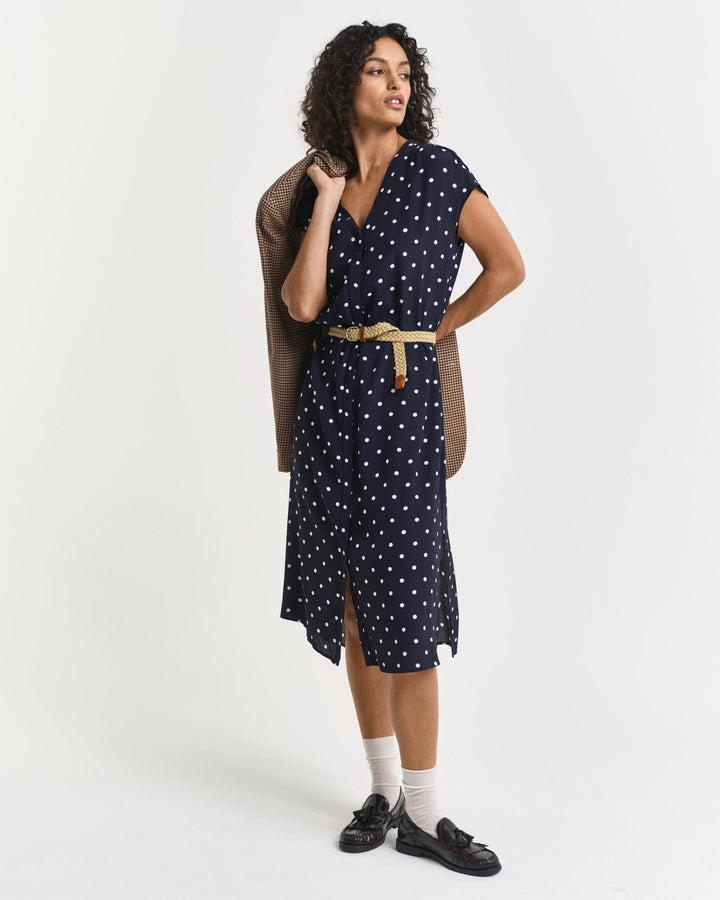 Dot Print Caftan Dress Evening Blue | Kjoler | Smuk - Dameklær på nett
