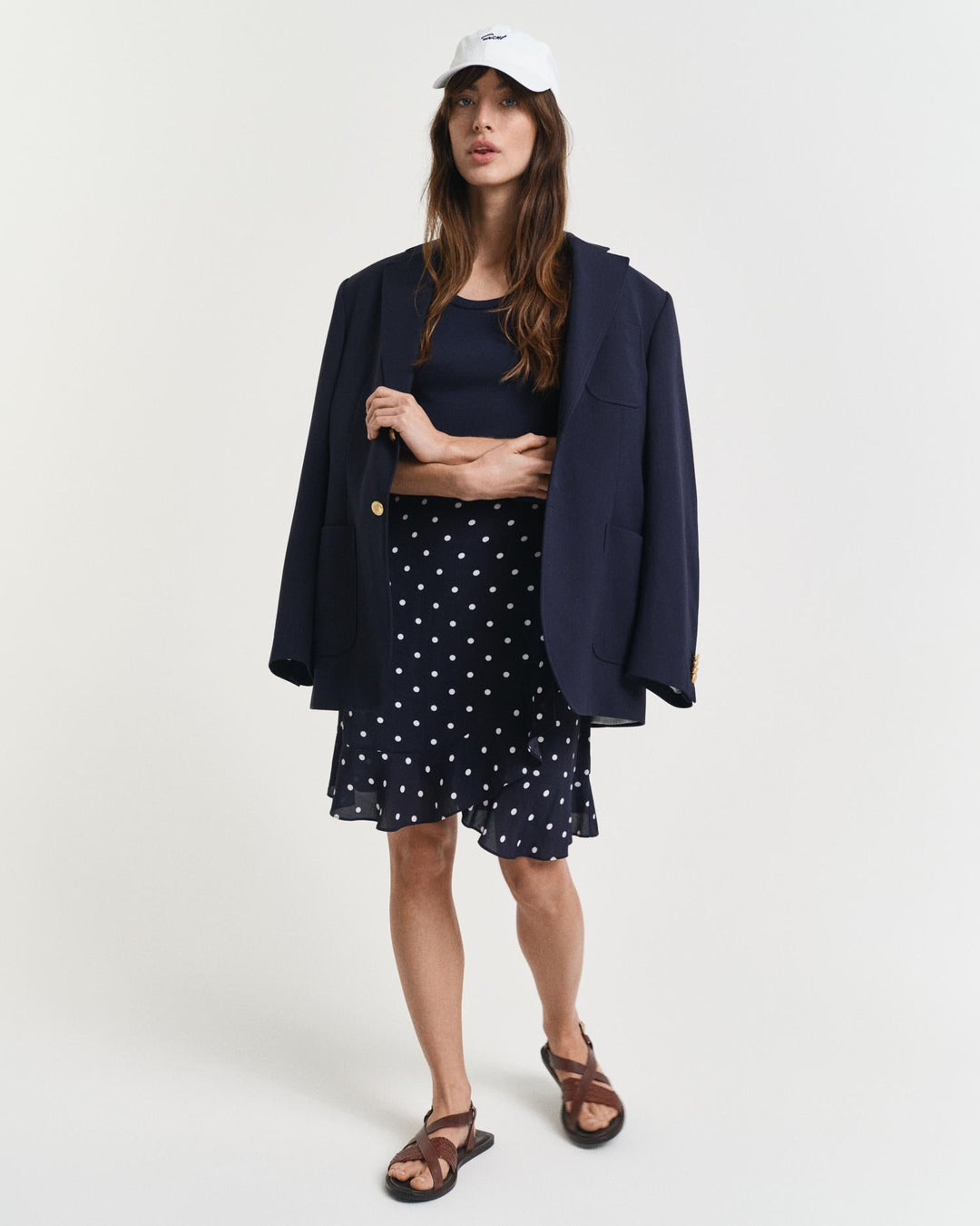 Dot Print Frilly Skirt Evening Blue | Skjørt | Smuk - Dameklær på nett