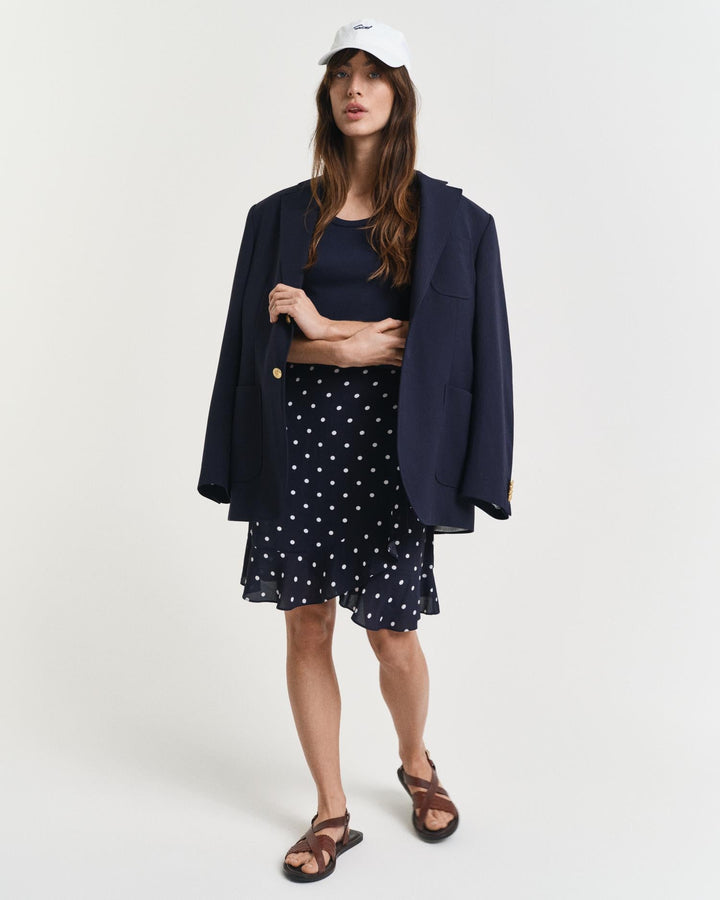 Dot Print Frilly Skirt Evening Blue | Skjørt | Smuk - Dameklær på nett