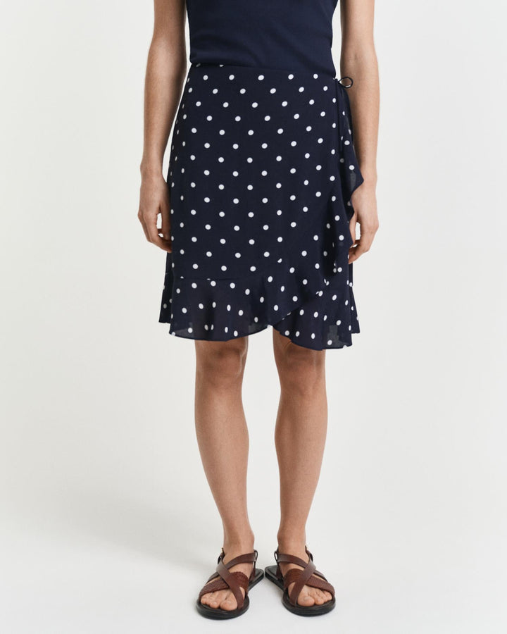 Dot Print Frilly Skirt Evening Blue | Skjørt | Smuk - Dameklær på nett
