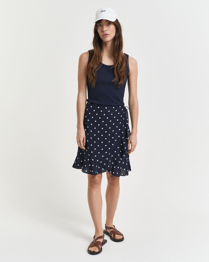Dot Print Frilly Skirt Evening Blue | Skjørt | Smuk - Dameklær på nett