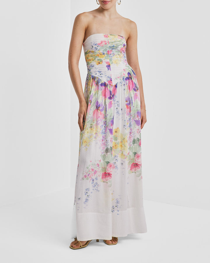 Dotted Georgette Bandeau Dress Flower Meadow | Kjoler | Smuk